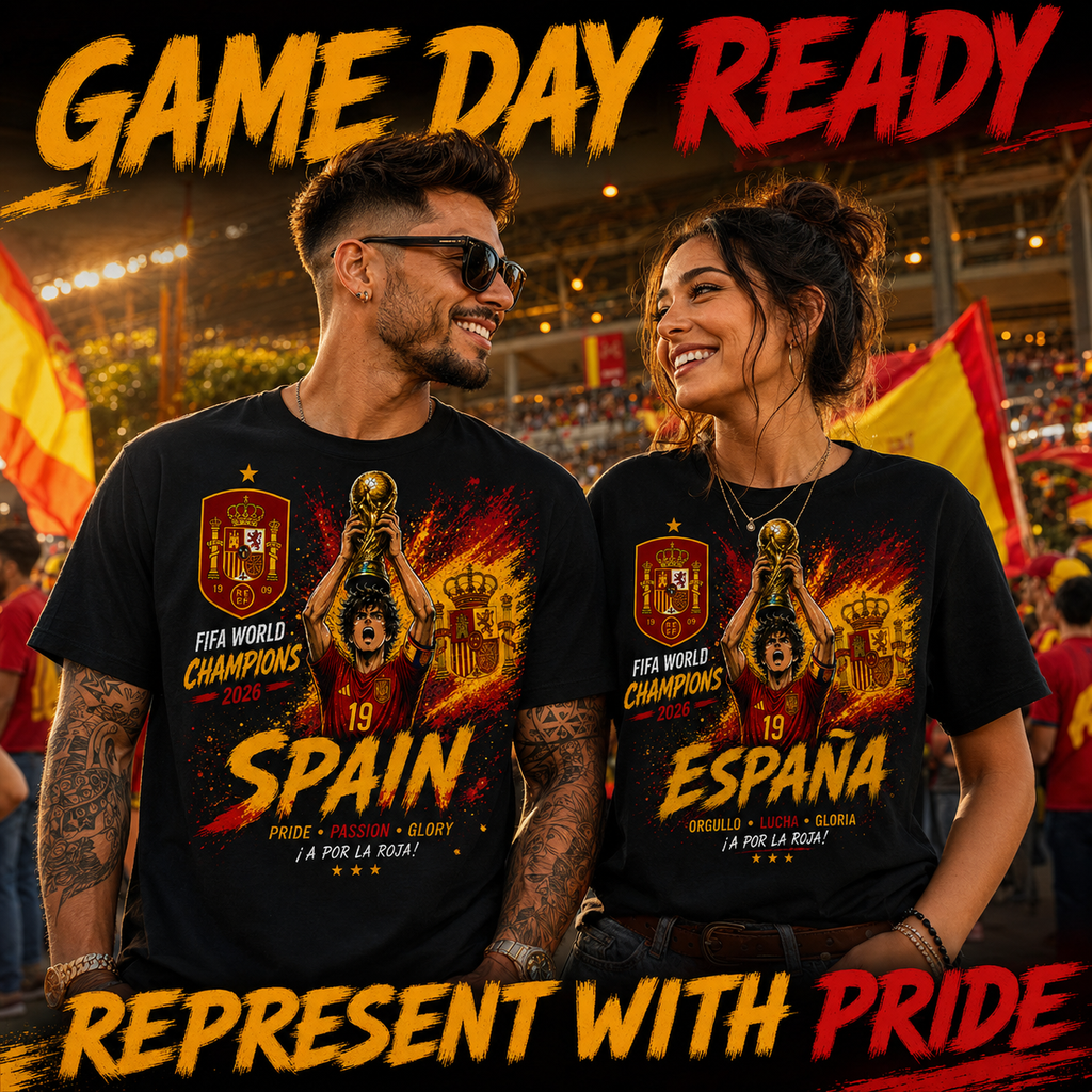 Spain / España 2026 Champions Soccer Fan Shirt – Black Graphic Tee