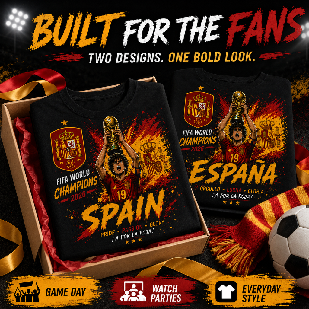 Spain / España 2026 Champions Soccer Fan Shirt – Black Graphic Tee
