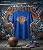 Blue t-shirt with 'Bing Bong' logo, basketball, and shoes in front of a graffiti wall.