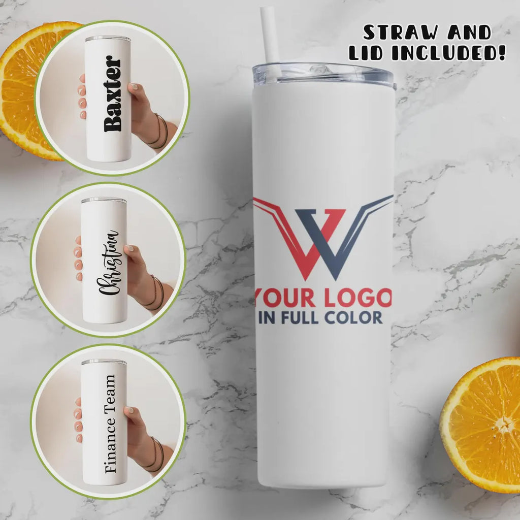 Custom Logo Tumbler | Personalized 20oz Skinny Tumbler