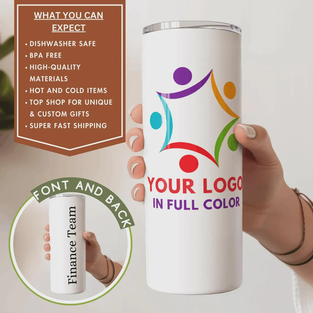 Custom Logo Tumbler | Personalized 20oz Skinny Tumbler