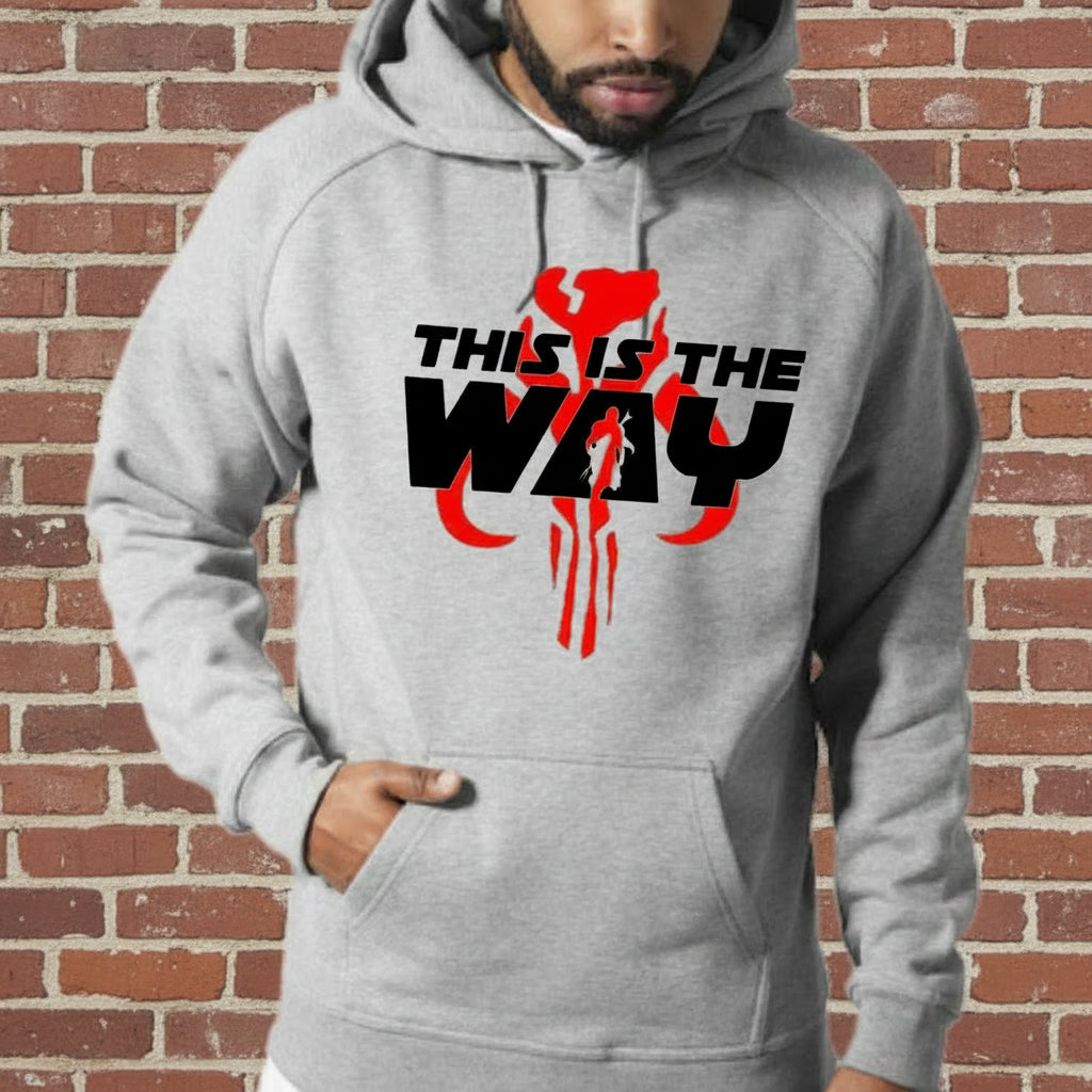 Star Wars Mandalorian (This Is The Way/Red Skull) Unisex Midweight Hooded Pullover Sweatshirt