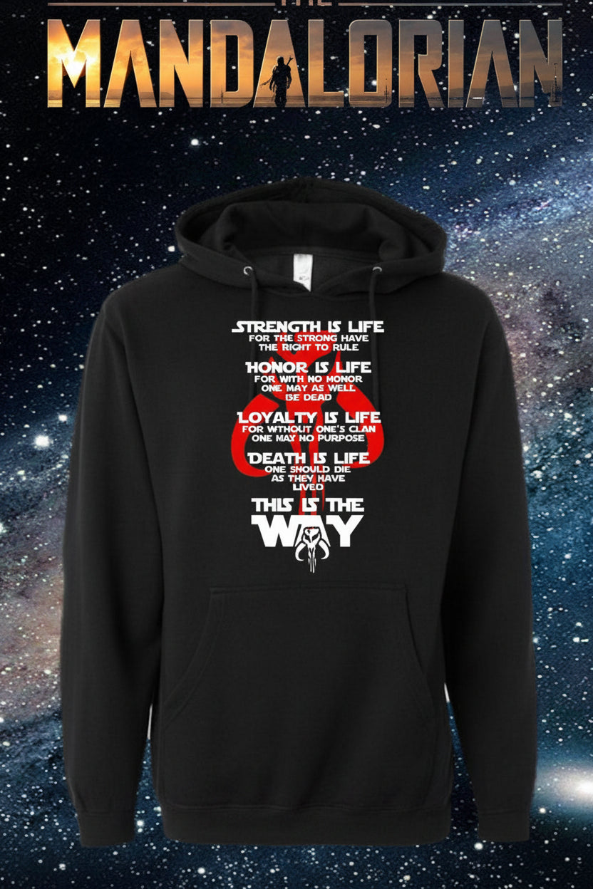Star Wars Mandalorian (Honor Code) Unisex Midweight Hooded Pullover Sweatshirt