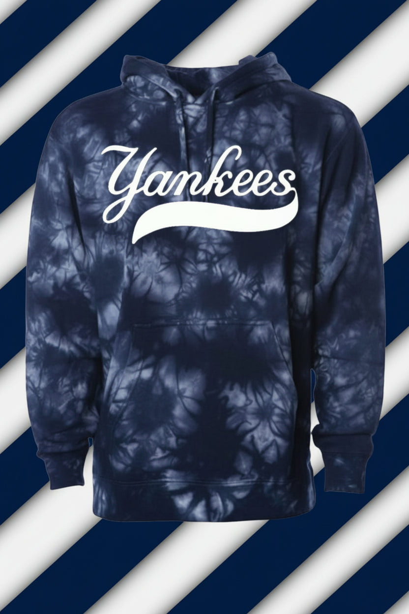 New York Yankees 100% Cotton 9oz Tie Dyed Hooded Pullover Sweatshirt