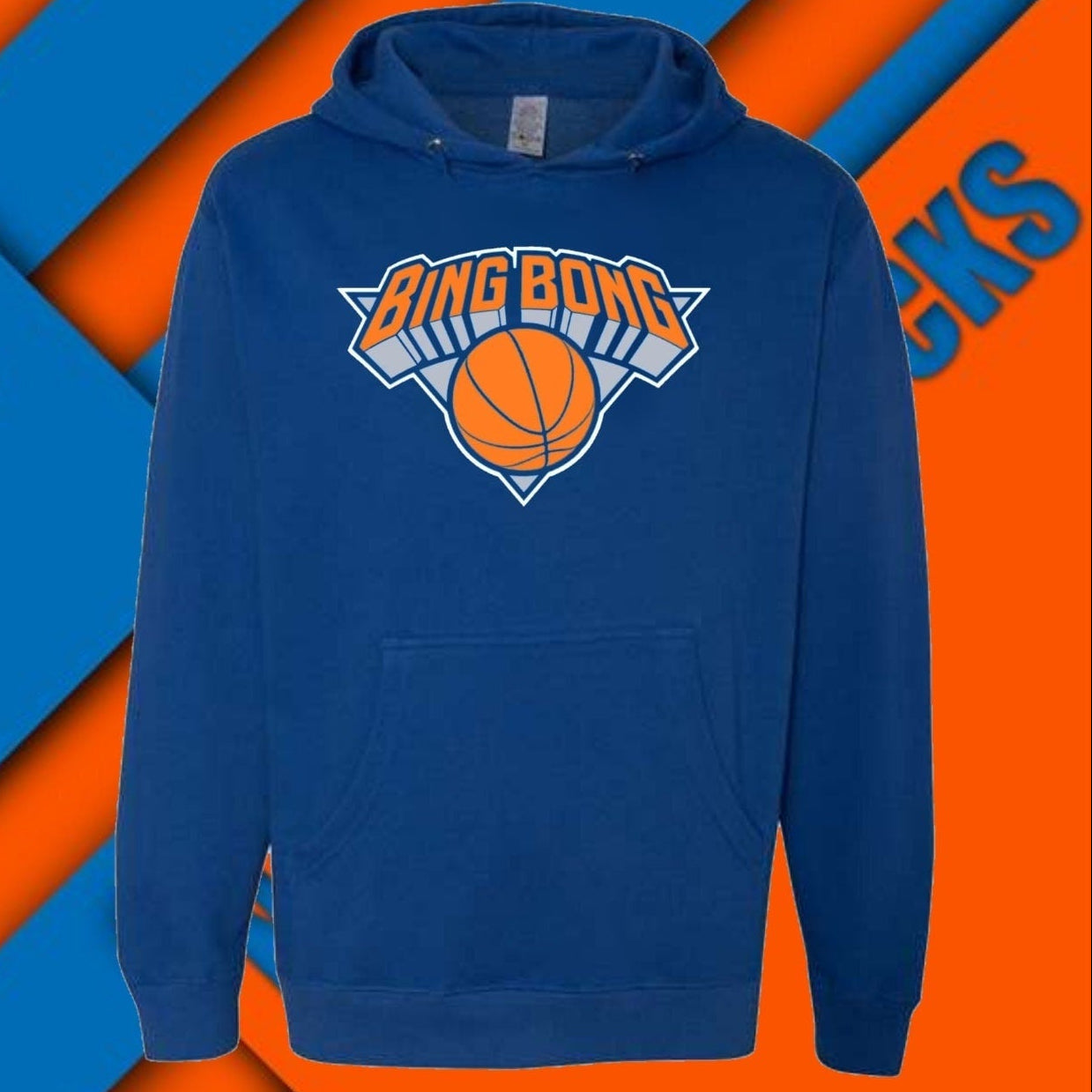 New York Knicks Inspired "Bing Bong" Unisex 8.5oz Midweight 100% Cotton Hooded Pullover Sweatshirt