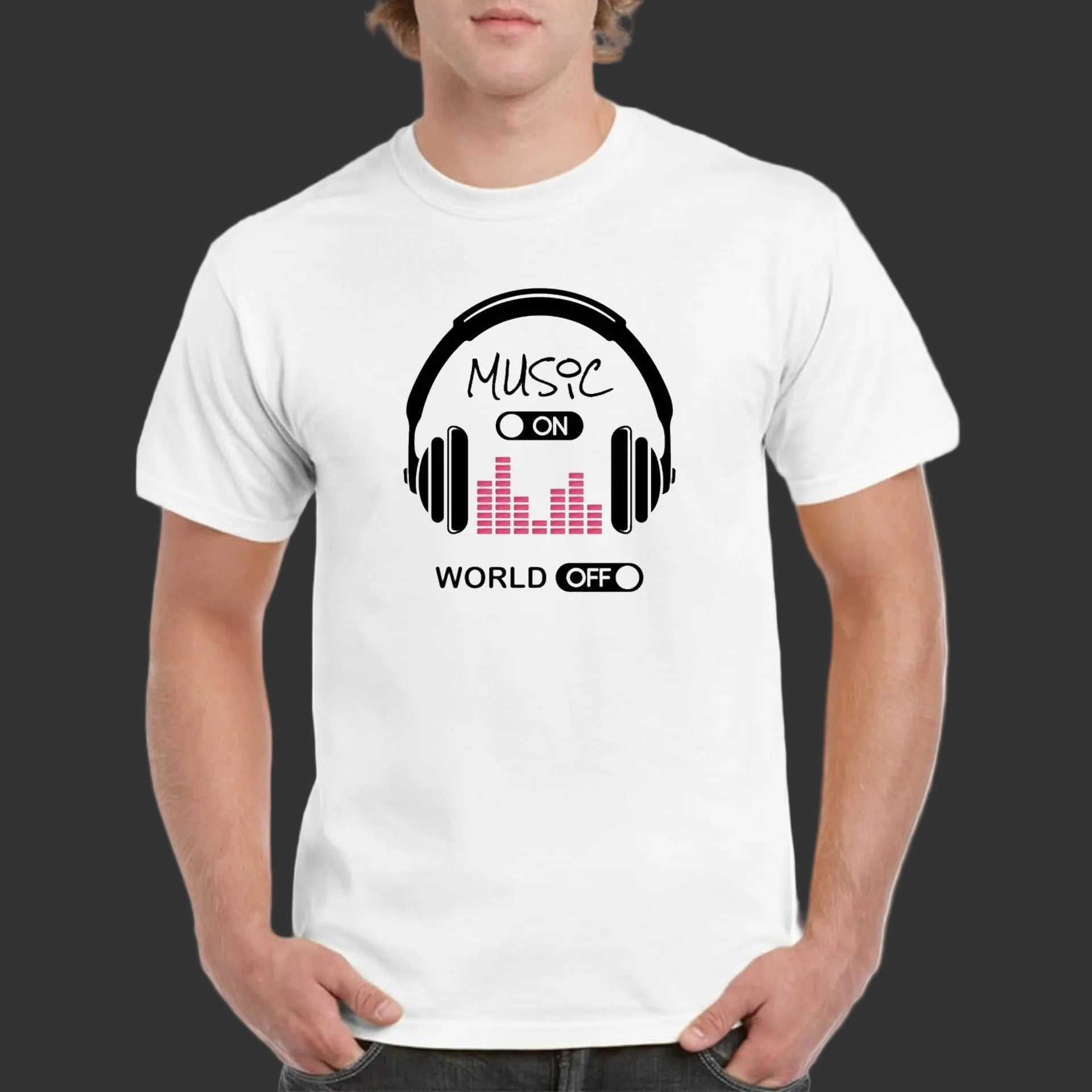 Music On World Off Shirt | Music Lover Gift | Minimalist Graphic Tee