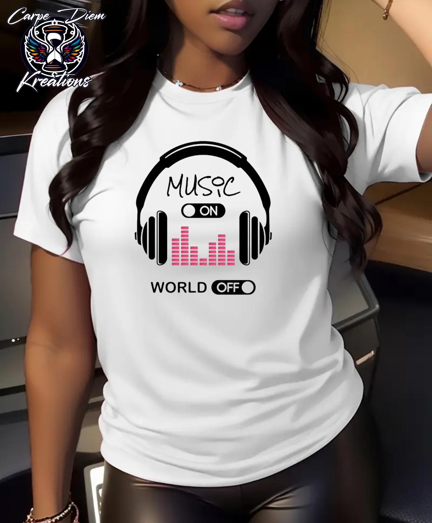 Music On World Off Shirt | Music Lover Gift | Minimalist Graphic Tee
