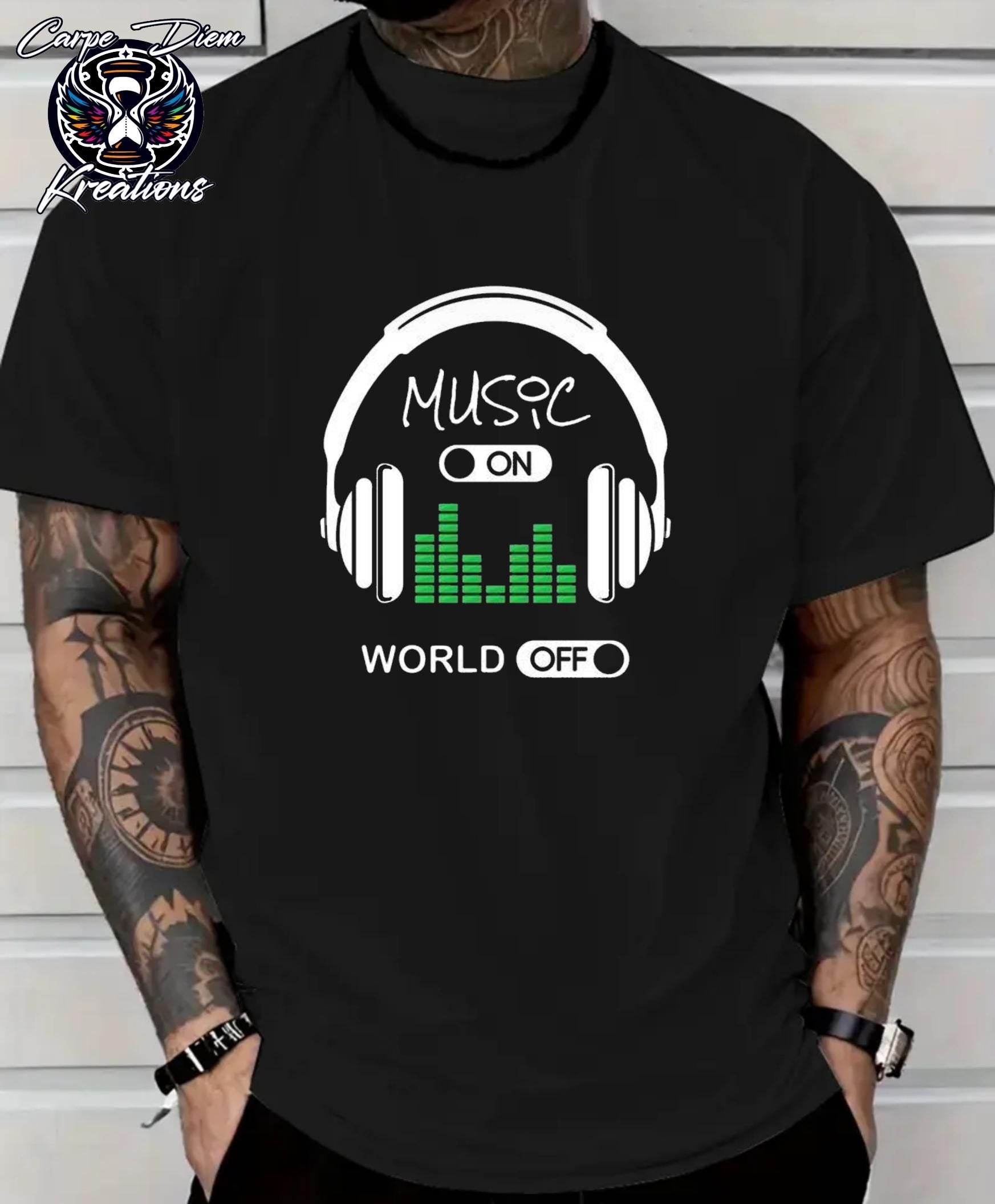 Music On World Off Shirt | Music Lover Gift | Minimalist Graphic Tee