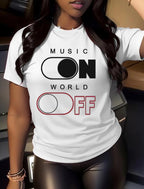 Music On World Off Shirt | Music Lover Gift | Minimalist Graphic Tee