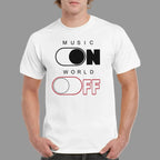 Music On World Off Shirt | Music Lover Gift | Minimalist Graphic Tee