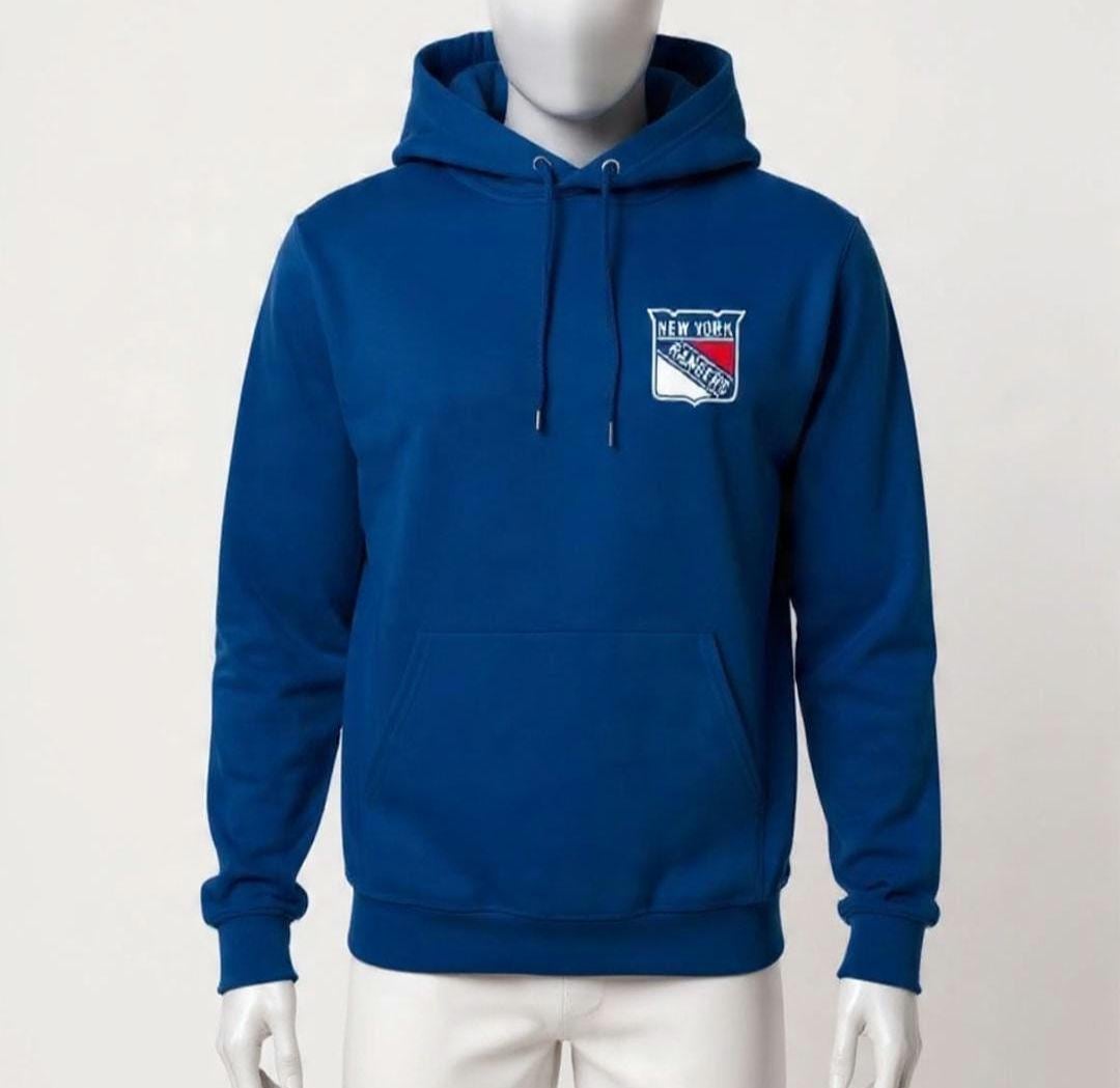 NYC Hockey Hoodie - Blue & Red Unisex 8.5oz Midweight Hooded Pullover Sweatshirt