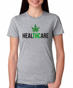 HealTHCare T-Shirt - Medical Marijuana Pun Tee - Funny Cannabis Health Care Shirt - Weed Leaf Graphic Top - Unisex Heavy Cotton Tee